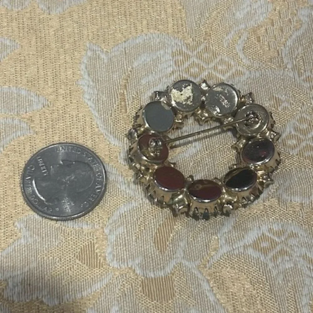 ALBERT WEISS Pastel Rhinestone Crystal Circle Brooch - Picture 8 of 9